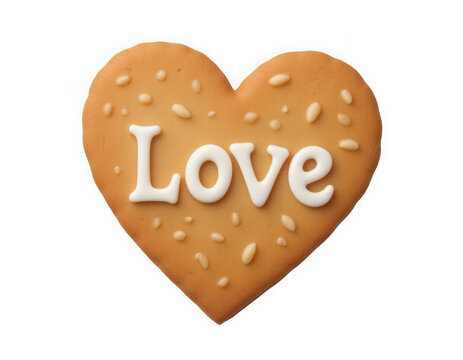 heart shaped cookies "LOVE" isolated on white background png - Powered by Adobe