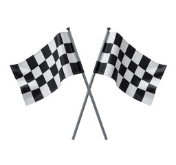 Checkered Racing Flags Crossed - Victory, Finish Line, transparent background