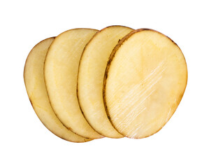 cut potatoes isolated on white