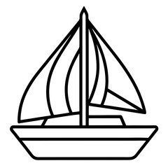Outlined Sailboat Icon with Sails, Vector Design