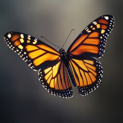 Fototapeta premium Captivating monarch butterfly in flight nature scene close-up view serene background beauty of wildlife