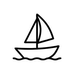 Outlined Sailboat Icon with Sails, Vector Design
