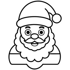 Santa Claus Outline Icon with Hat and Beard, Vector Design