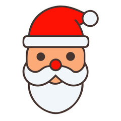 Santa Claus Icon with Red Hat and White Beard, Vector Design