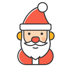 Santa Claus Icon with Red Hat and White Beard, Vector Design