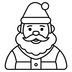 Santa Claus Outline Icon with Hat and Beard, Vector Design