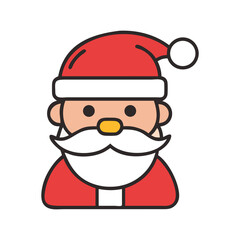 Santa Claus Icon with Red Hat and White Beard, Vector Design