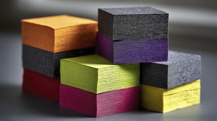 Collection of squares and rectangles, diverse colors and sizes, geometric design, contemporary aesthetic - textured textile rectangles composition surface