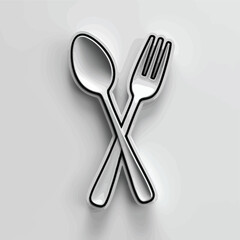 Simple White Spoon and Fork Icon Design