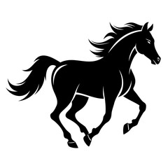 Running horse black silhouette isolated vector on clear background