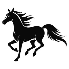 Dynamic horse silhouette in full gallop, isolated on a transparent background