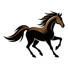 Dynamic horse silhouette in full gallop on transparent background
