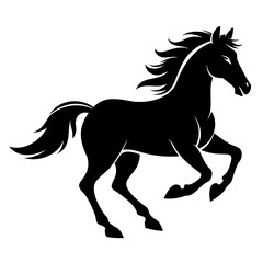 Dynamic horse silhouette in full gallop, isolated on a transparent background