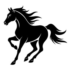 Dynamic horse silhouette in full gallop, isolated on a transparent background