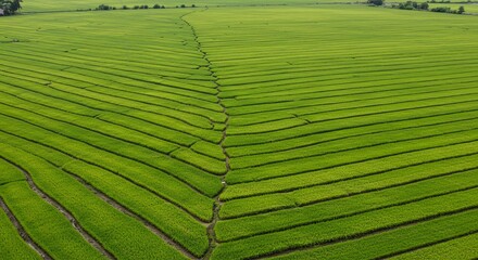 Serene Green Rice Terraces: An Aerial View