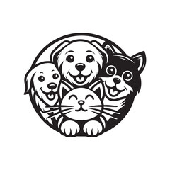 Cat and Dog Pet Shop Logo – Cute Animal Mascot Design for Pet Store Branding