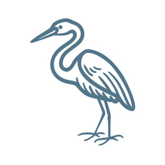 Elegant Great Blue Heron Line Art Illustration
