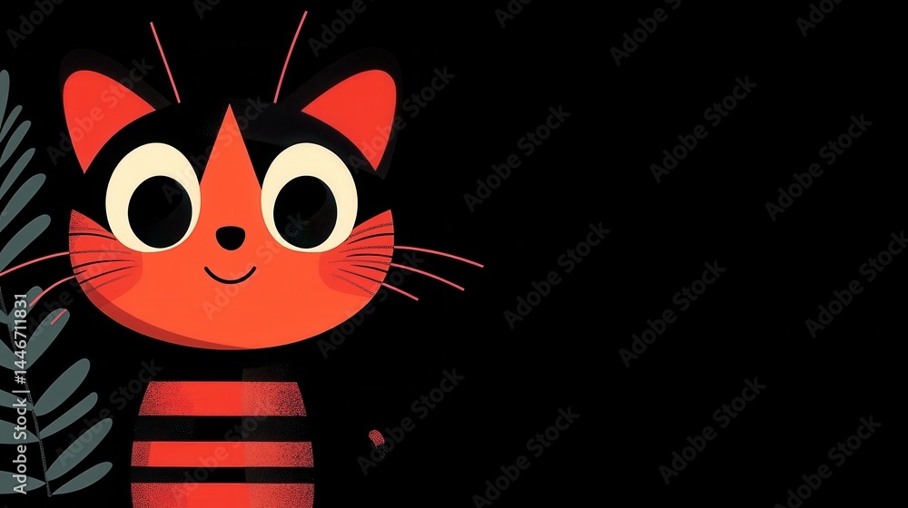 Poster retro pixel art illustration of a stylized orange and black cat with cute features evoking nostalgia