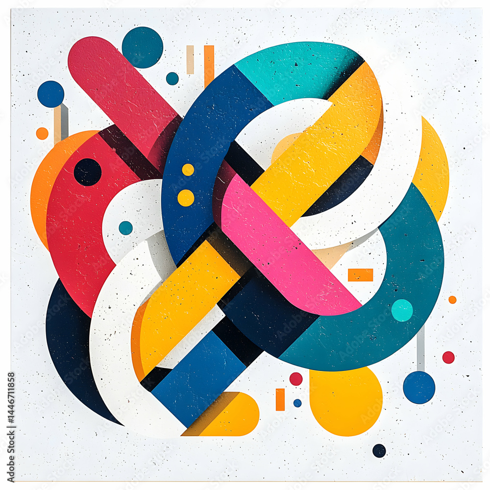 Poster abstract geometric art with overlapping shapes vibrant colors and textured effects. perfect for mode