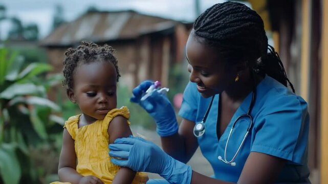 African child vaccination healthcare nurse immunization disease prevention clinic medical care