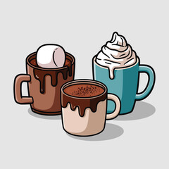 Three Delicious Hot Chocolate Drinks with Toppings