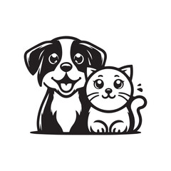 Cat and Dog Pet Shop Logo – Cute Animal Mascot Design for Pet Store Branding