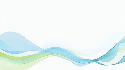 Abstract design with flowing, translucent waves of light blue and pale green colors on a white background.  Delicate, smooth curves create a sense of movement and serenity