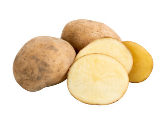 Fototapeta premium group of potatoes isolated on white background