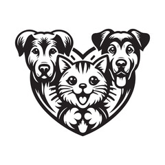 Cat and Dog Pet Shop Logo – Cute Animal Mascot Design for Pet Store Branding