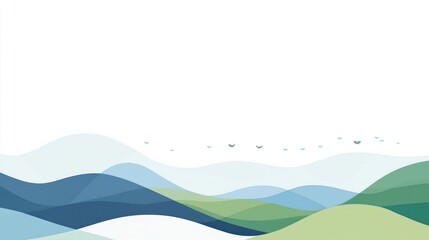 Fototapeta premium Soft, layered mountains, gentle curves, light, airy, subtle color gradients, tranquil landscape