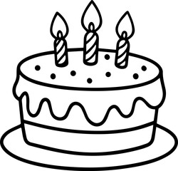 birthday cake outline vector illustration line art coloring book page