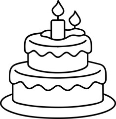 birthday cake outline vector illustration line art coloring book page