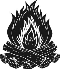 burning wood silhouette vector illustration