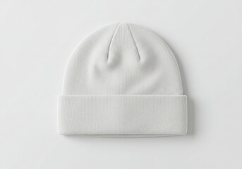 White knitted beanie hat mockup isolated for winter fashion and apparel accessory promotion 