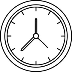 clock icon outline vector illustration line art coloring book page