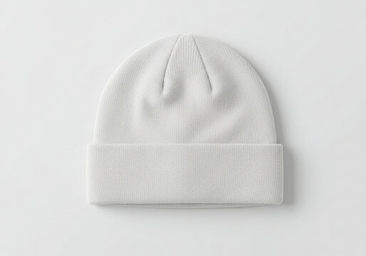 White knitted beanie hat mockup isolated for winter fashion and apparel accessory promotion 