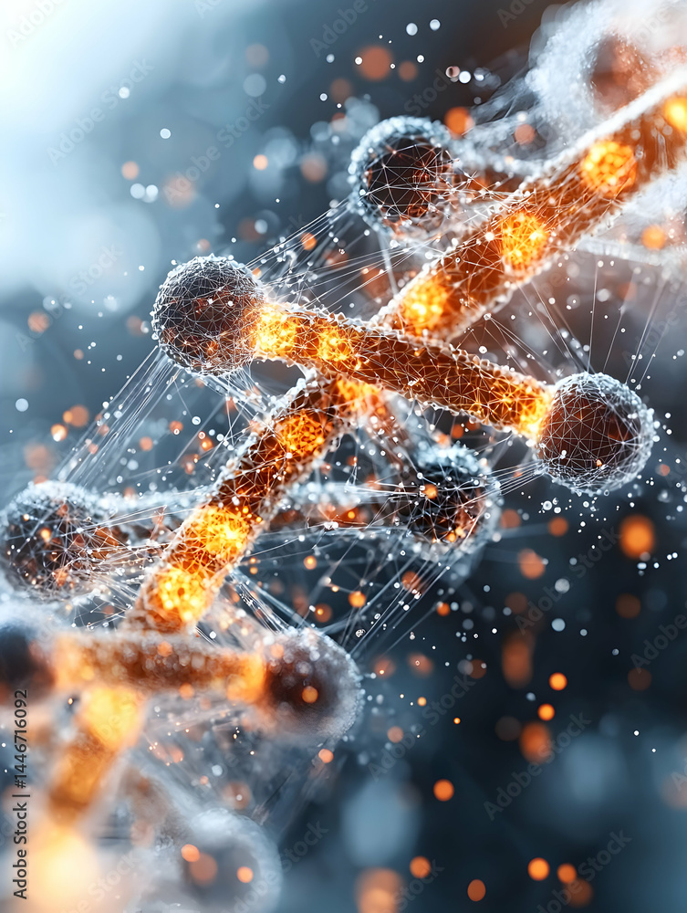 Poster abstract illustration of interconnected structures. suitable for scientific visualizations. ideal fo
