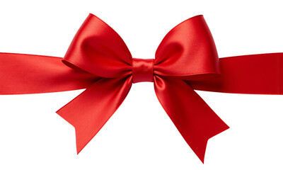 Festive Red Satin Ribbon Bow - Gift Wrap, Celebration, transparent background