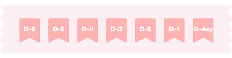 Pink Flag D-day Countdown Masking Tape