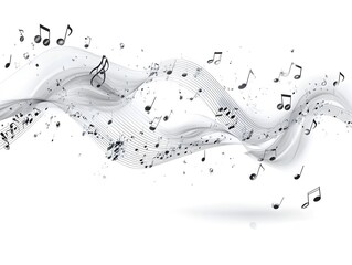 Abstract musical notes flowing in elegant waves, creating a dynamic and artistic background design perfect for music related projects.