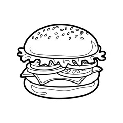 hamburger on a white coloring page 