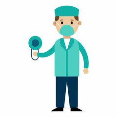 set of funny cartoon doctor