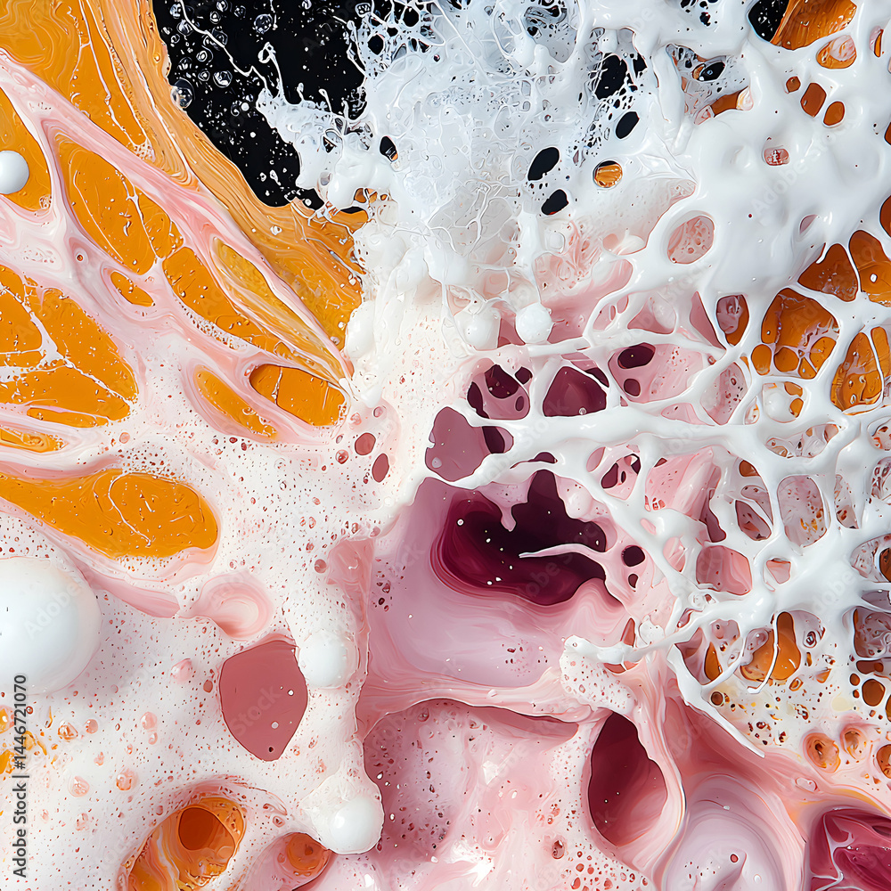 Poster abstract image of fluid art with a foam-like texture. could be used for artistic backgrounds or text