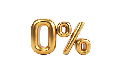 Golden 0 Percent Sign - Sale, Discount, Transparent Background