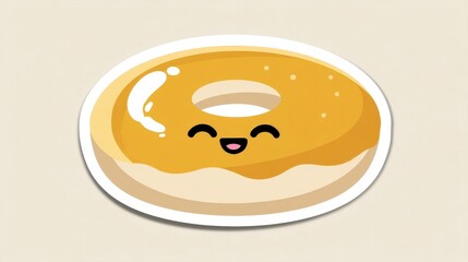 Happy Donut with Glaze Smiling
