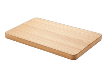 Wooden cutting board, rectangular shape, with a white background. Isolated on transparent background.