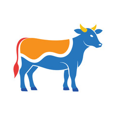 Fototapeta premium Silhouette-color-cow-logo-icon-vector-illustration 