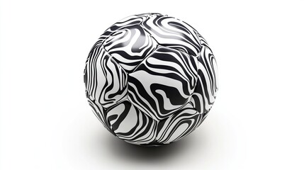 Black and white abstract swirl patterned soccer ball.