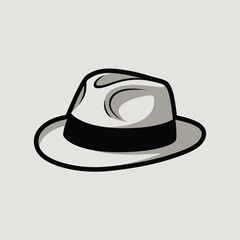 Classic Grey Fedora Hat Illustration Design