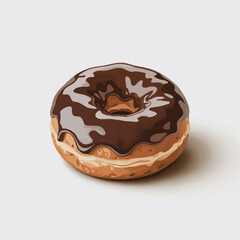Delicious Chocolate Glazed Donut Isolated on White Background